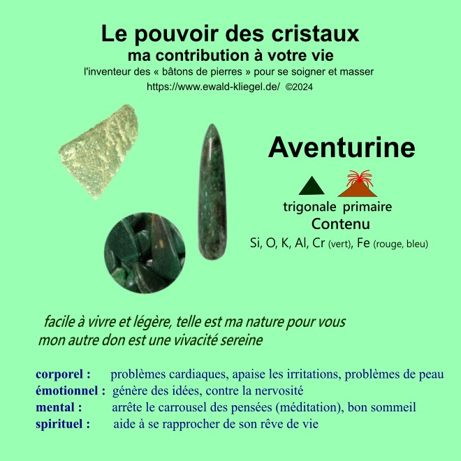 cristaux soins sp&eacute;ciaux Ewald Kliegel - Aventurine