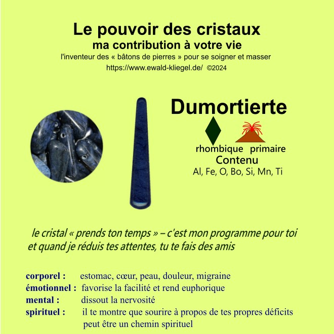 cristaux soins sp&eacute;ciaux Ewald Kliegel - Dumortierite