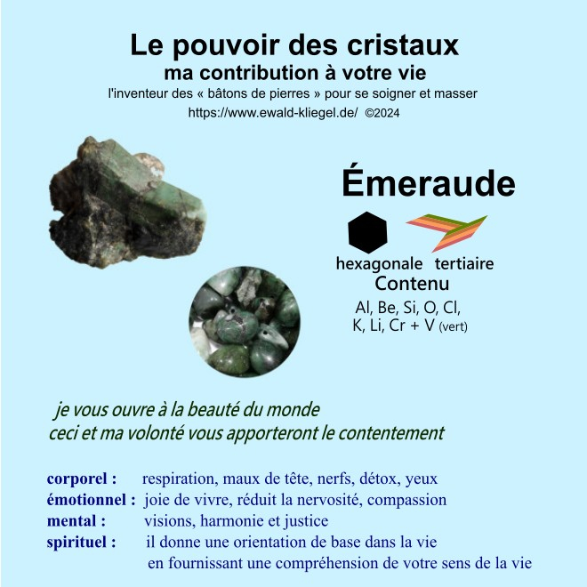 cristaux soins sp&eacute;ciaux Ewald Kliegel - &Eacute;meraude