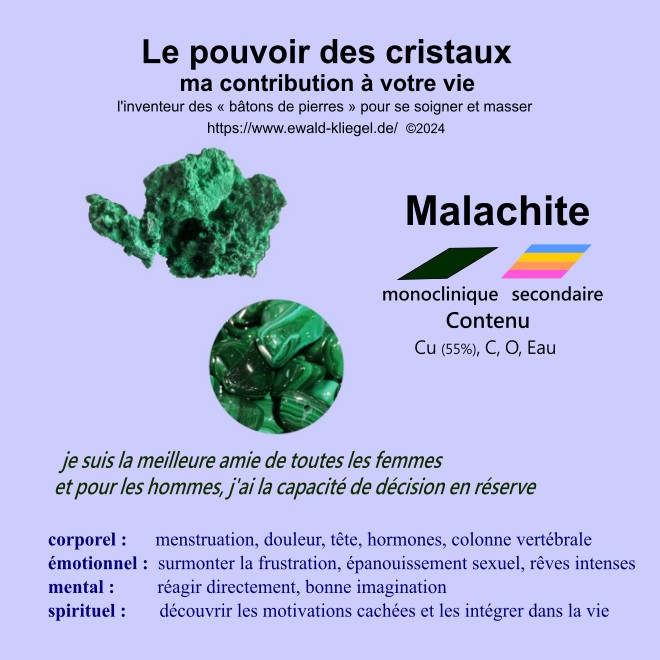 cristaux soins sp&eacute;ciaux Ewald Kliegel - Malachite