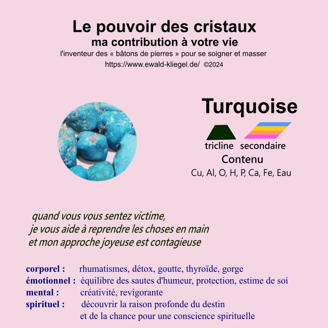 cristaux soins sp&eacute;ciaux Ewald Kliegel - Turquoise